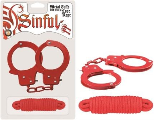Sinful Metal Cuffs With Keys &amp; - Love Rope