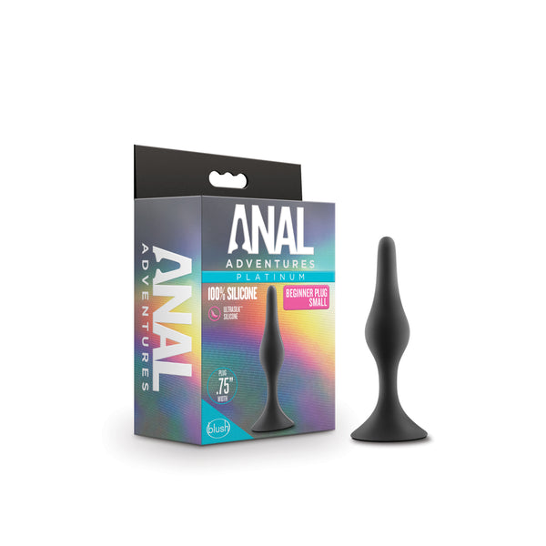 Anal Adventures Platinum - Silicone Beginner Plug  - Small - Black