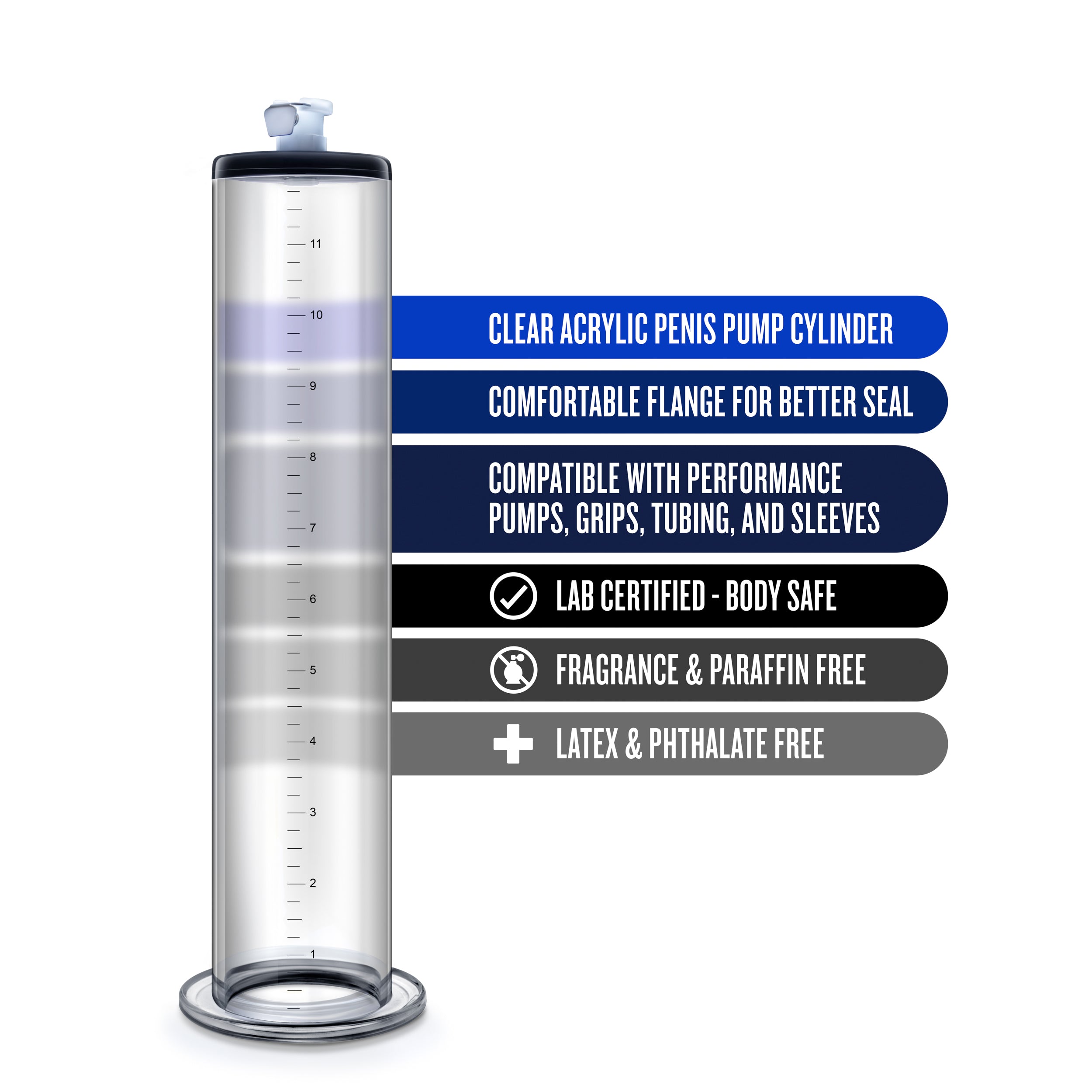 Performance - 12 Inch X 2 Inch Penis Pump Cylinder - Clear-3