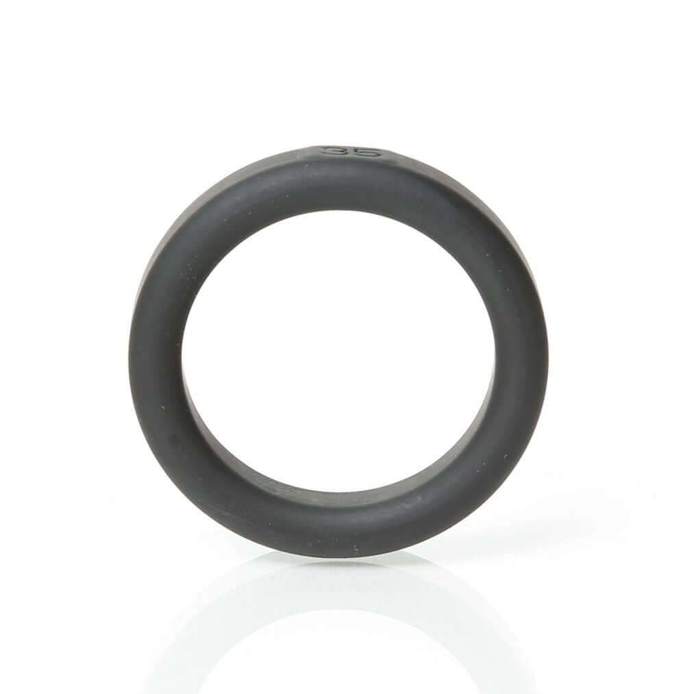 Boneyard Silicone Ring 35mm Black features a sleek black design, perfect for strength and comfort in intimate wear.