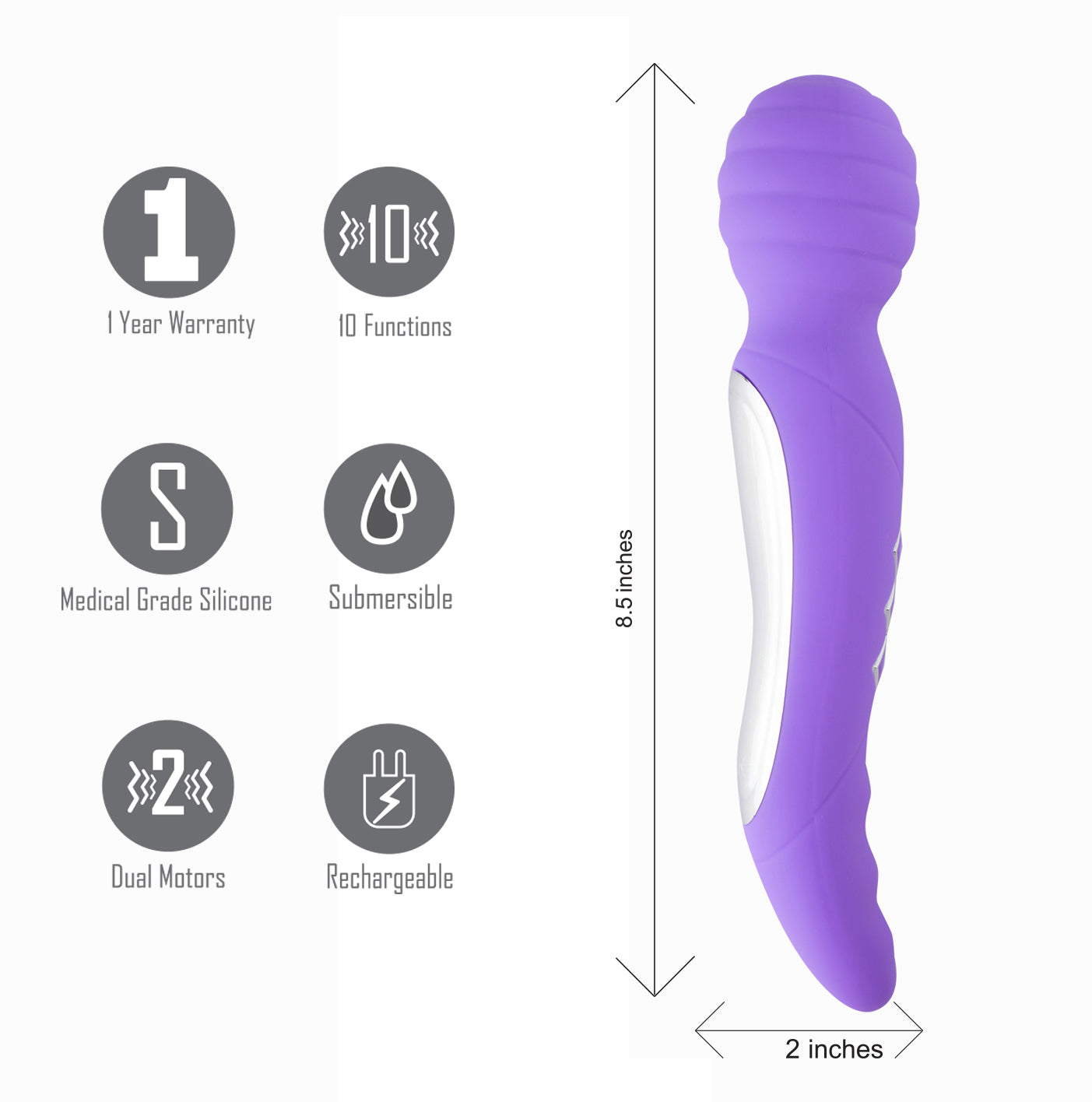 Zoe Twisty Dual Vibrating Pleasure Wand - Purple-1