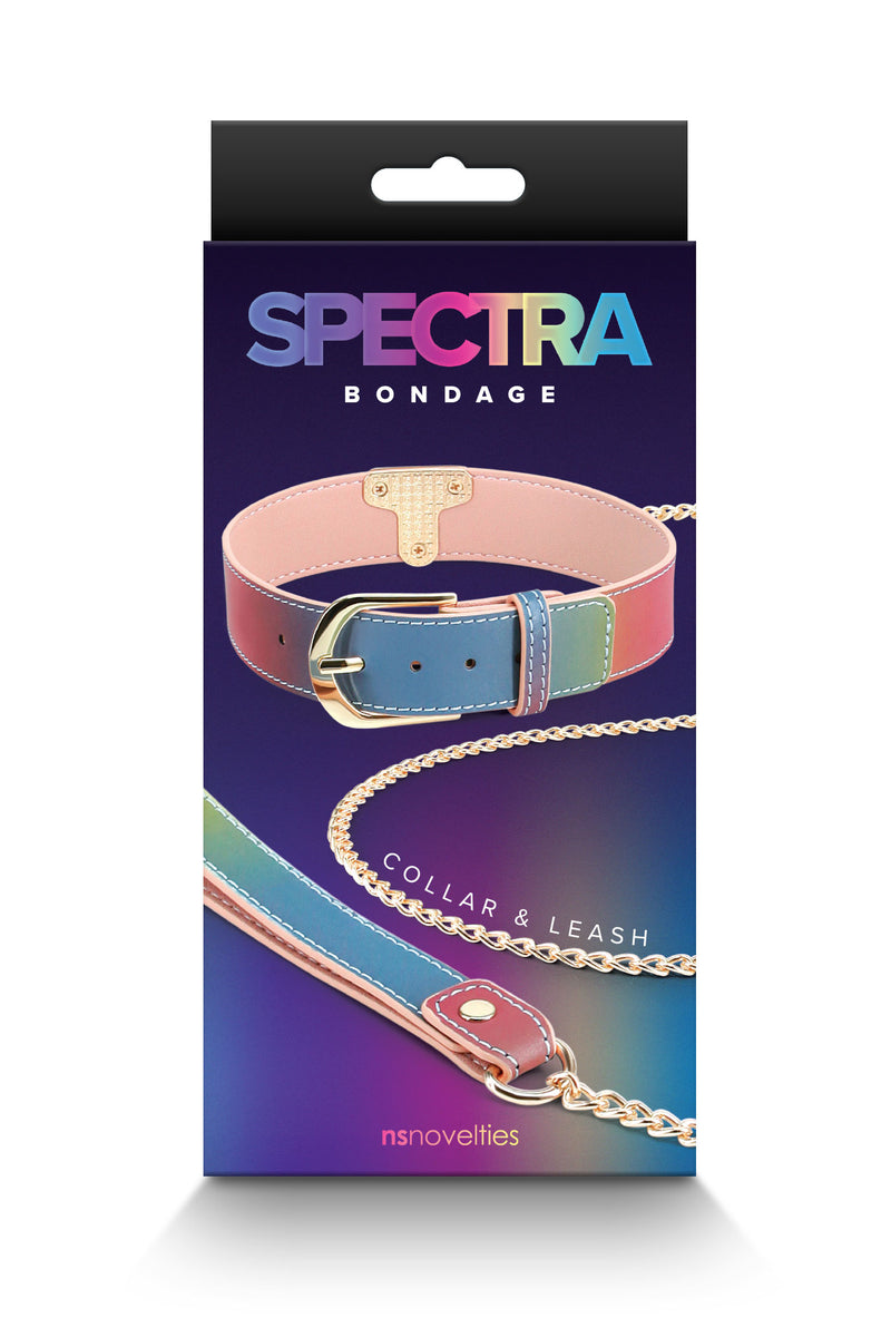Spectra Bondage - Collar and Leash - Rainbow