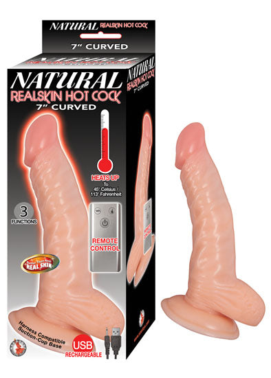 Natural Realskin Hot Cock Curved 7 Inch - Flesh-0
