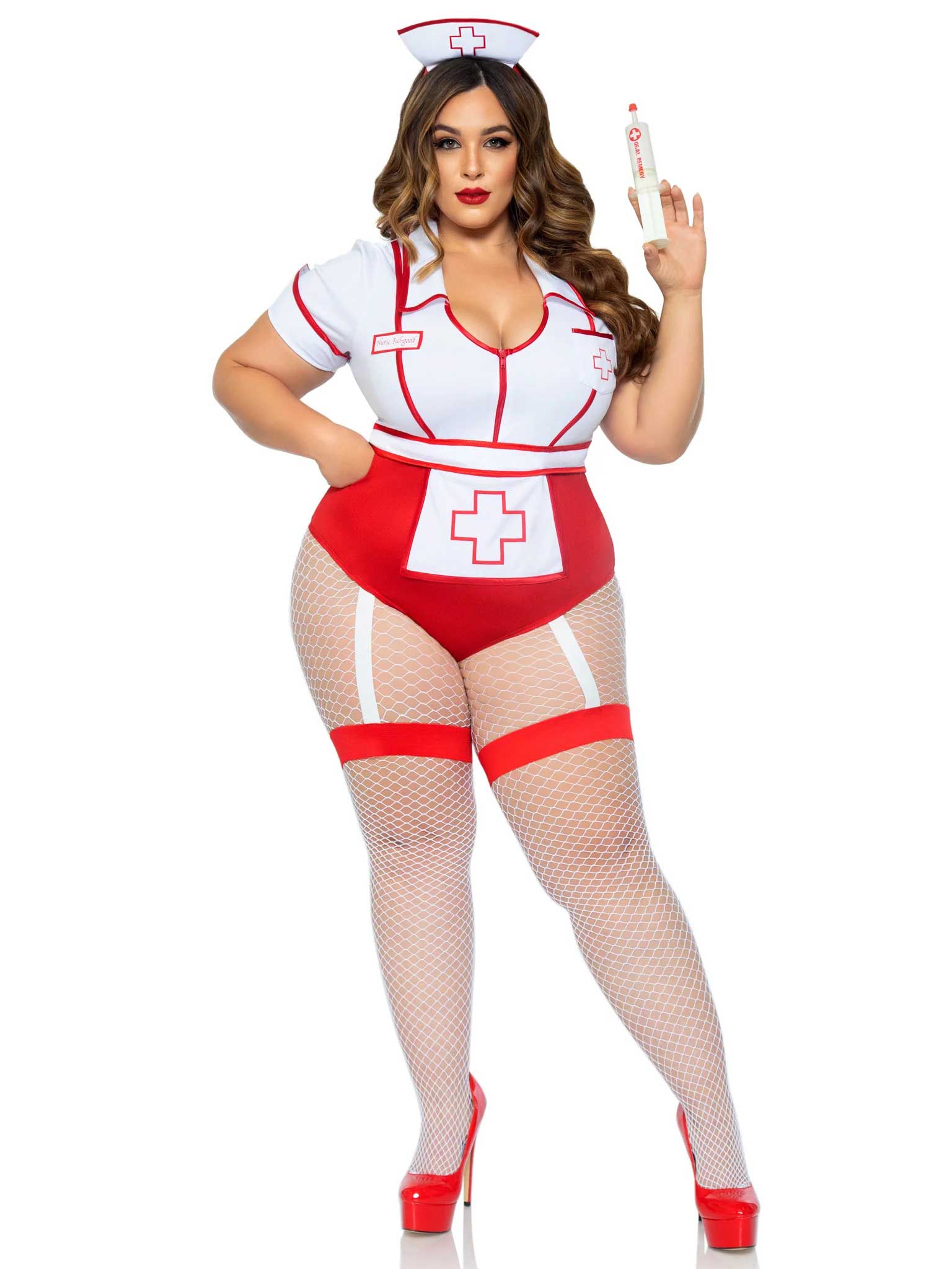 Plus Nurse Feelgood Sexy Costume - 3x/4x - White / Red-4