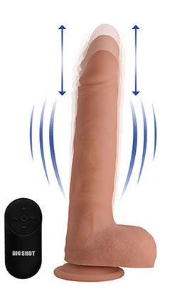 Big Shot 9 Inch Silicone Thrusting Dildo With - Balls and Remote