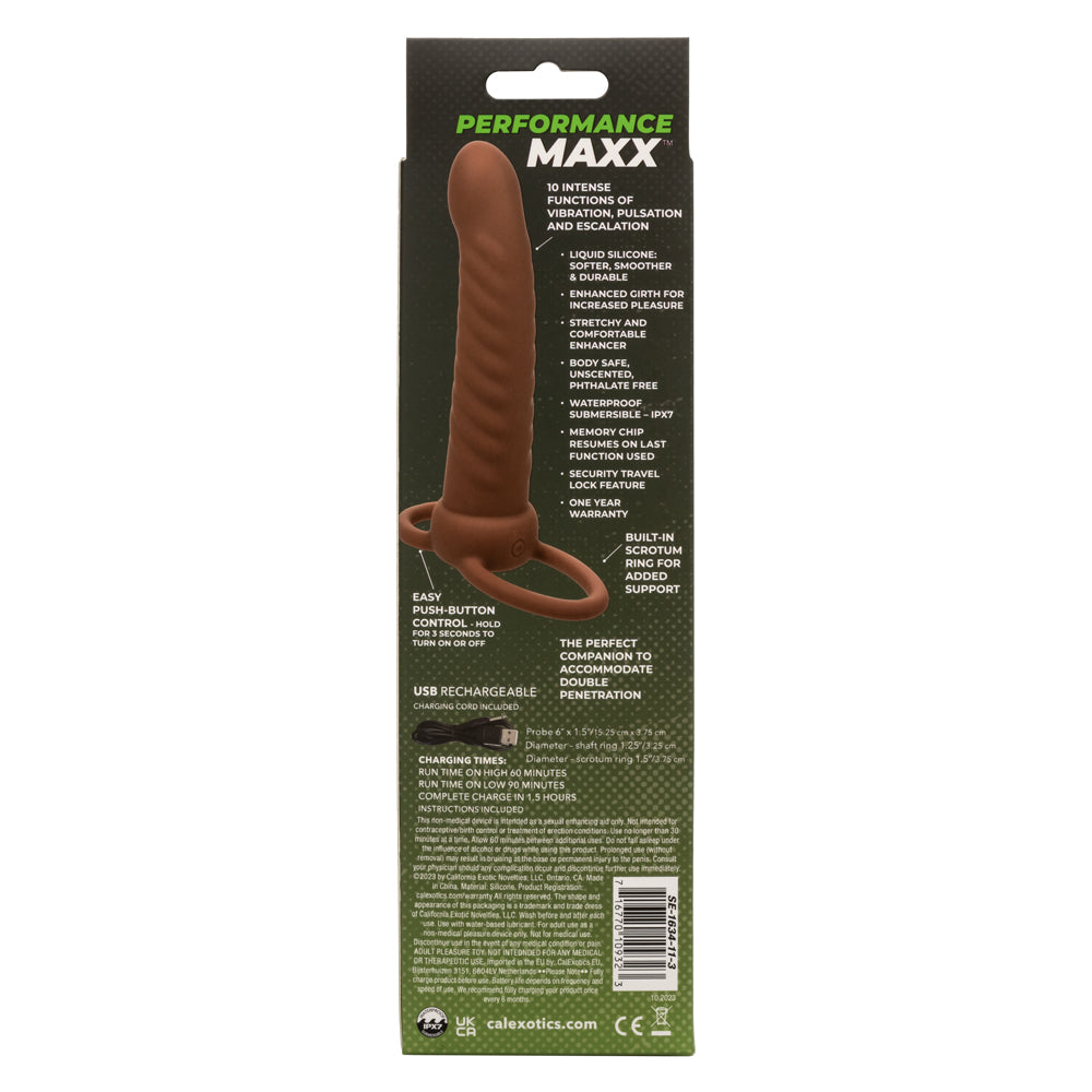 Performance Maxx Rechargeable Ribbed Dual  Penetrator - Brown-3