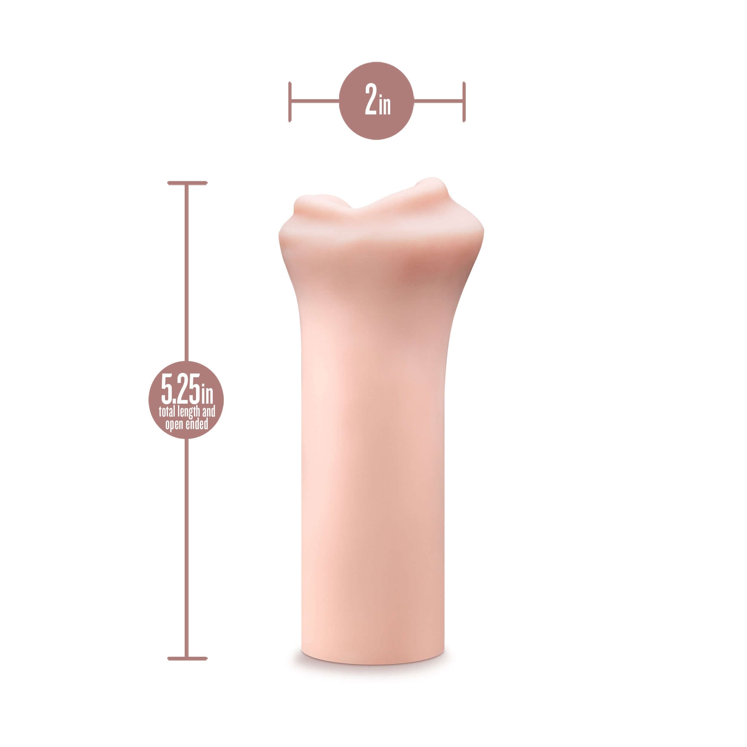 Enlust - Candi male stroker in beige, measuring 5.25 inches total length, open-ended design, ultra-soft feel.