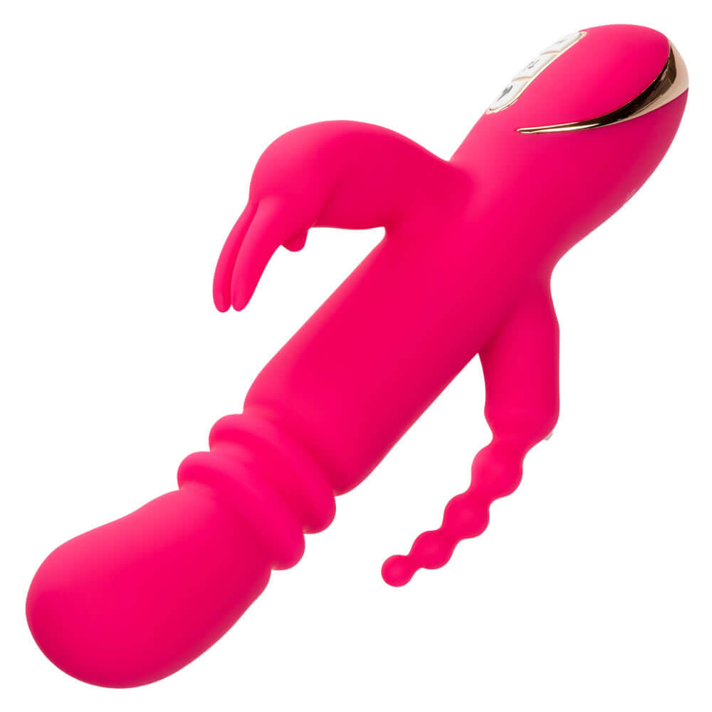 Jack Rabbit Signature Heated Silicone Triple Fantasy Rabbit - Pink vibrator with innovative design for intense pleasure