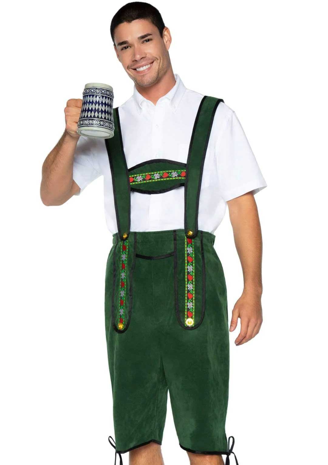 Men's Beerfest Lederhosen Oktoberfest Costume -  X-Large - Green-2