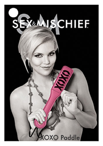 Explore Playful Punishment with the Sex and Mischief Blush XOXO Pink/Black Paddle