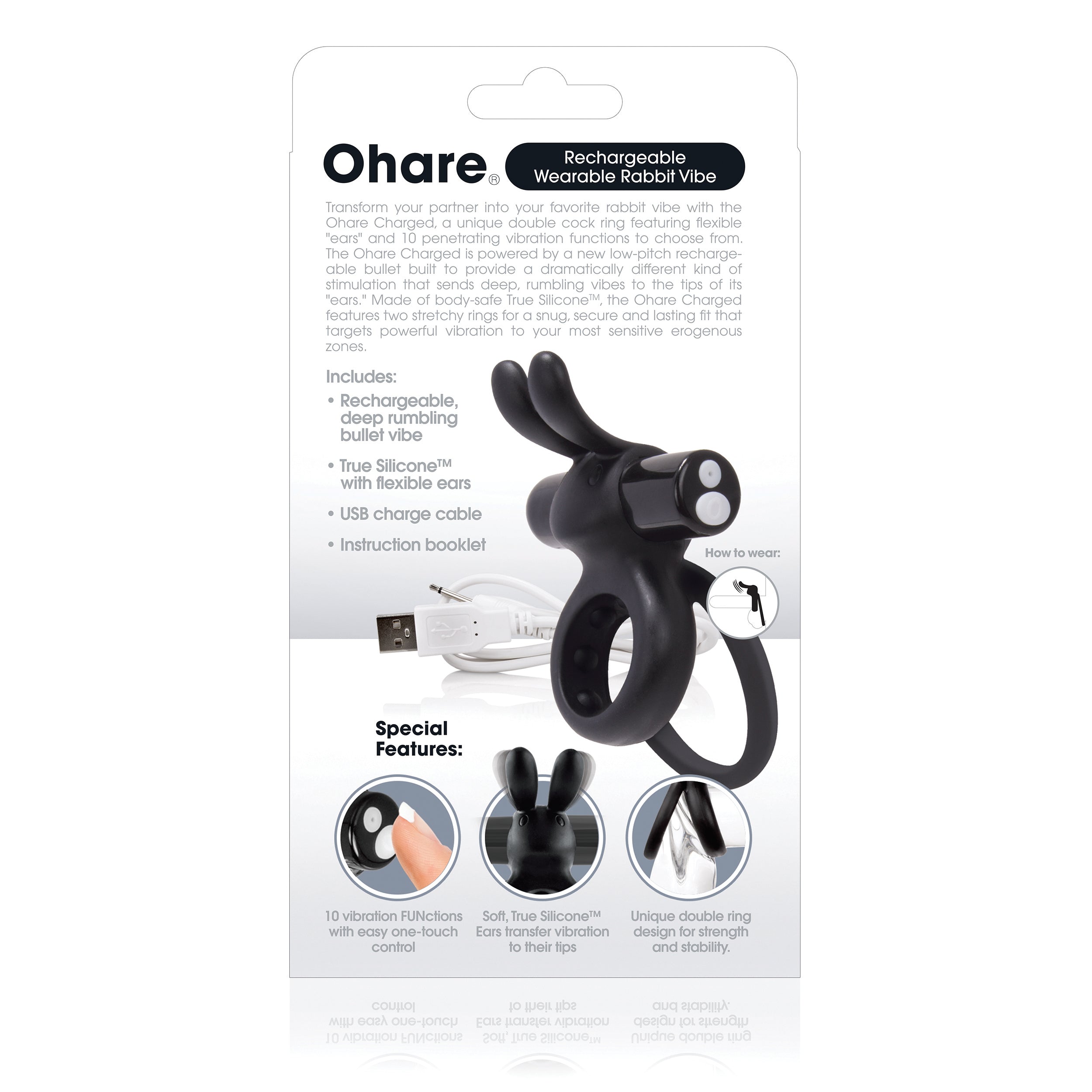 Charged Ohare Rechargeable Rabbit Vibe - Black-5