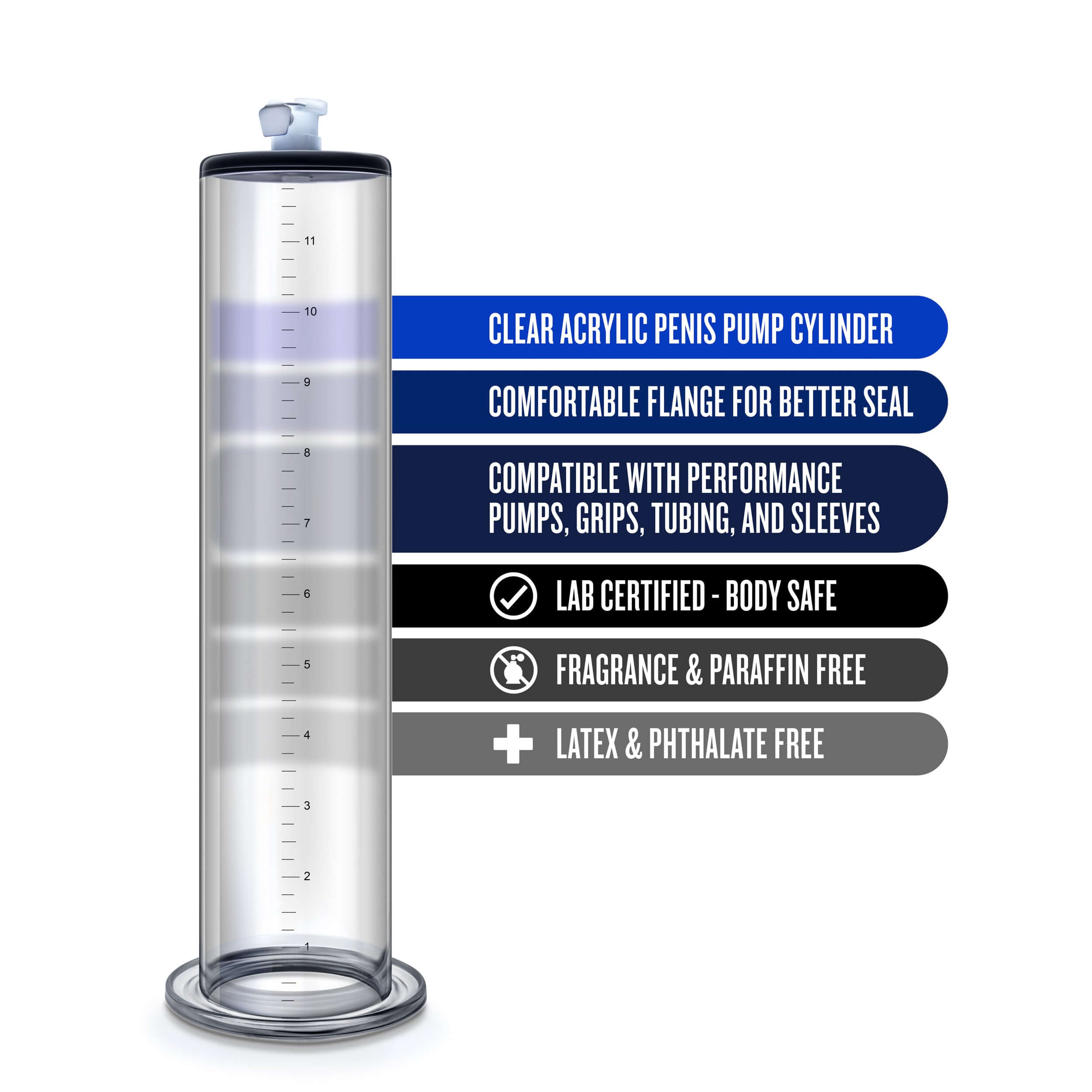 Performance – 12 Inch X 2.5 Inch Penis Pump  Cylinder – Clear