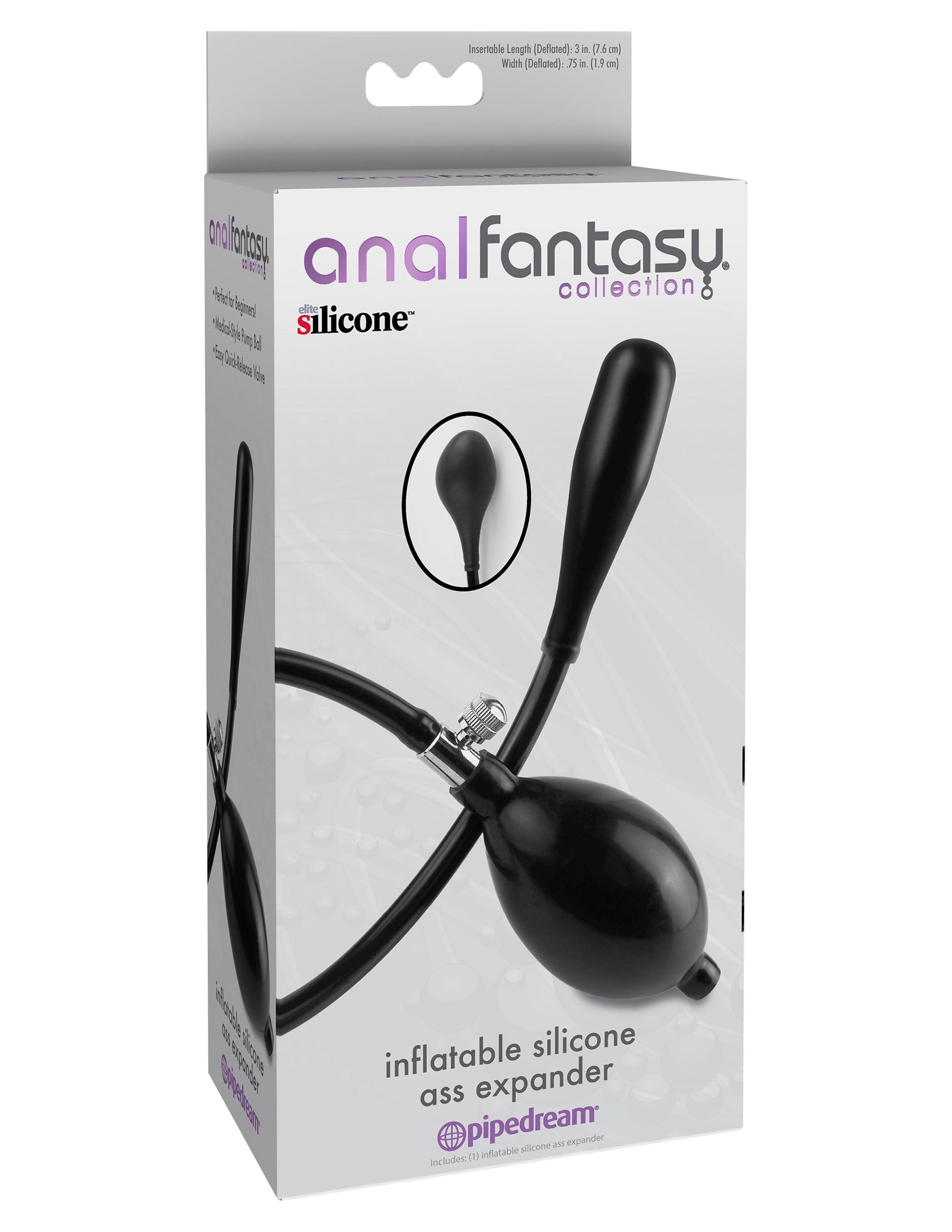 Anal Fantasy Collection Inflatable Silicone Ass Expander - Black-2