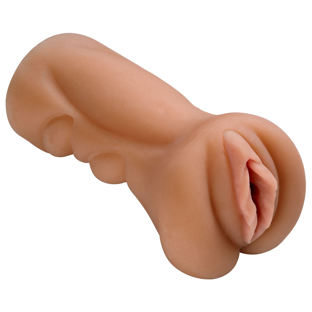 Cloud 9 Pocket Pussy Stroker in tan, featuring a realistic design and ribbed texture for enhanced pleasure.