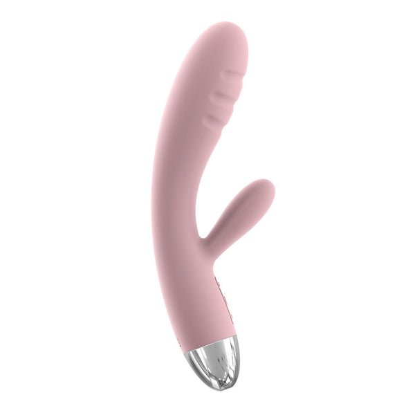 SVAKOM Barbara Rechargeable Ribbed Dual Stimulating Massager Pale Pink