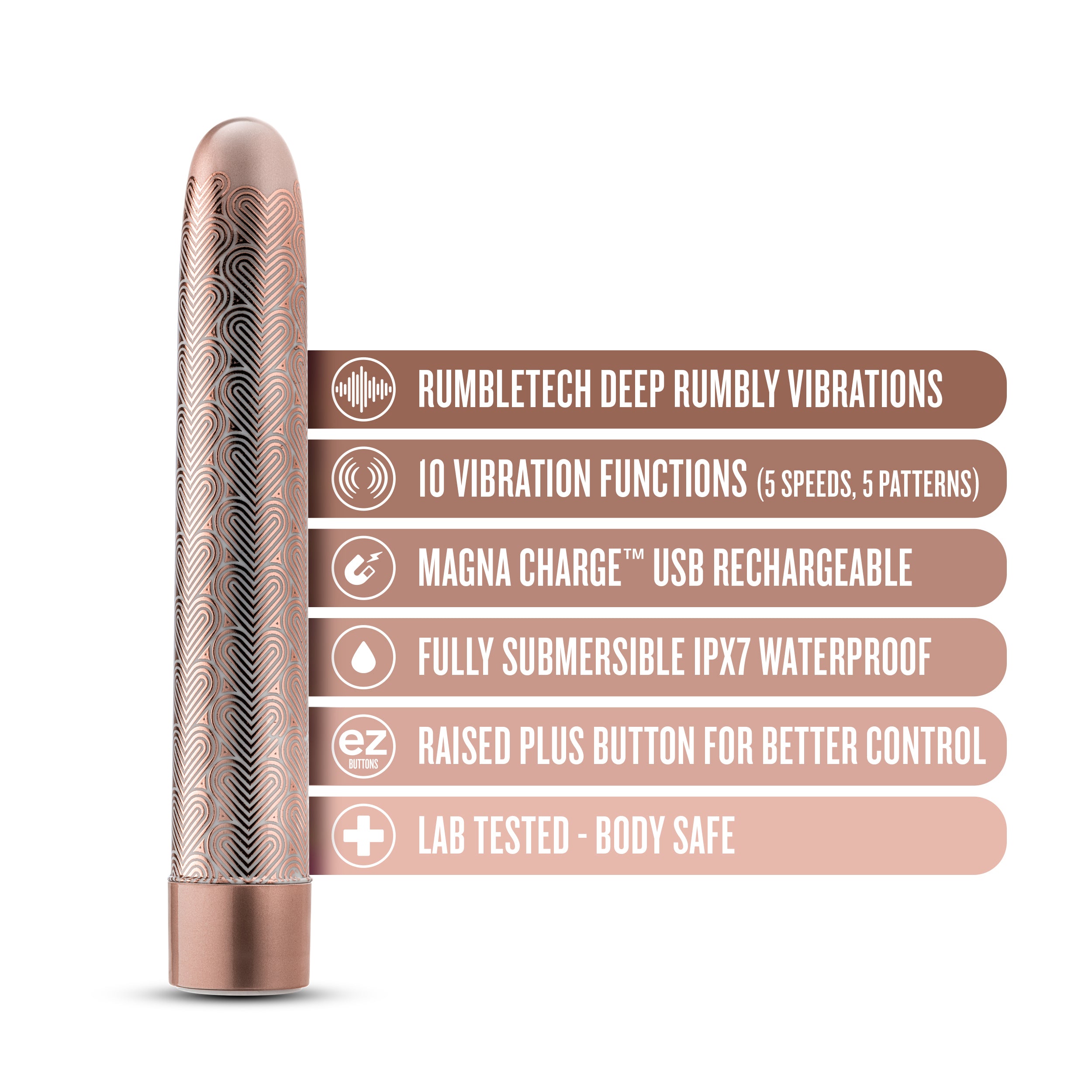 The Collection - Lattice - 7 Inch Rechargeable Vibe - Rose Gold-1