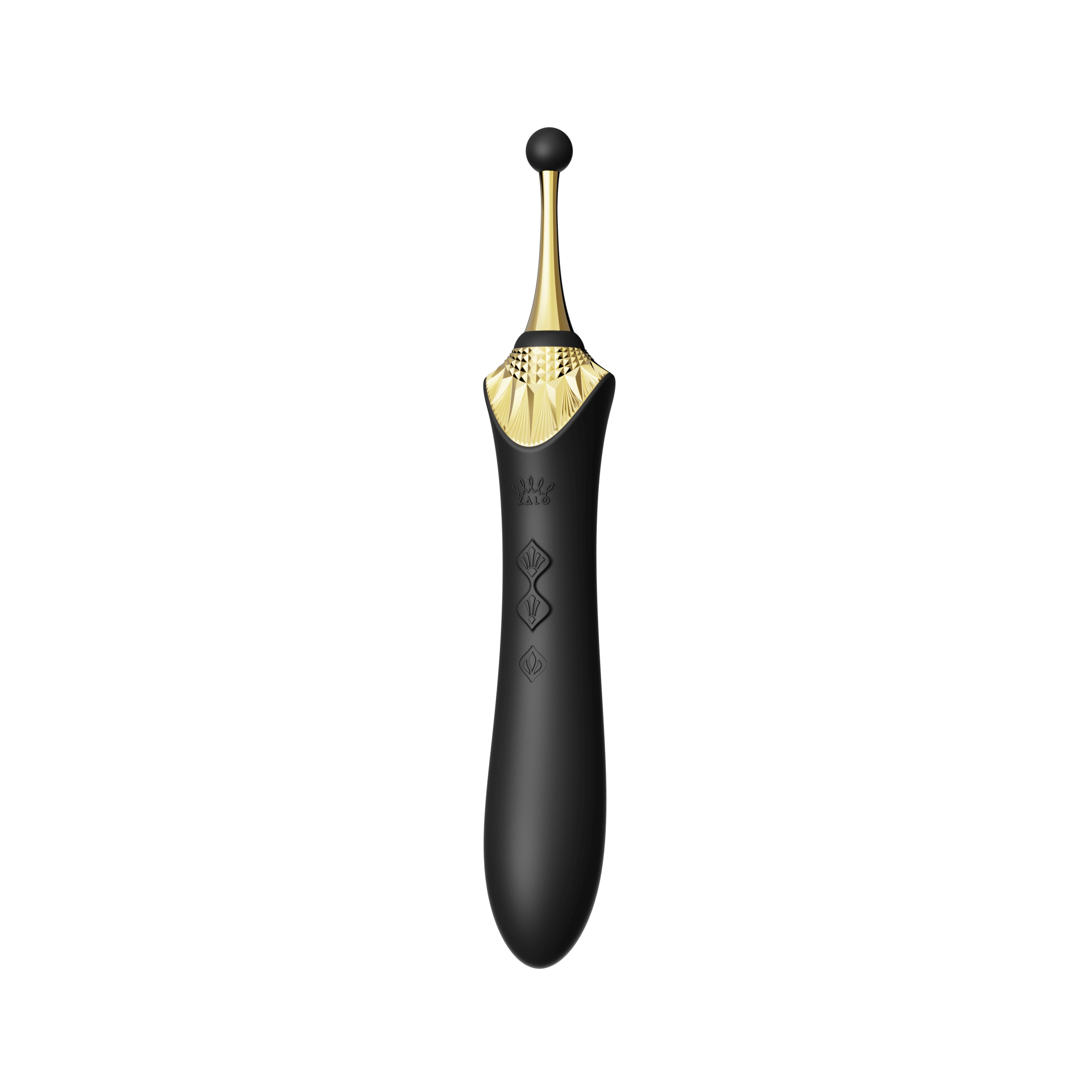 Bess 2 Clitoral Massager in Obsidian Black with Gold Detailing - 8 Vibration Modes, Waterproof, USB Rechargeable, and Multiple Attachments.