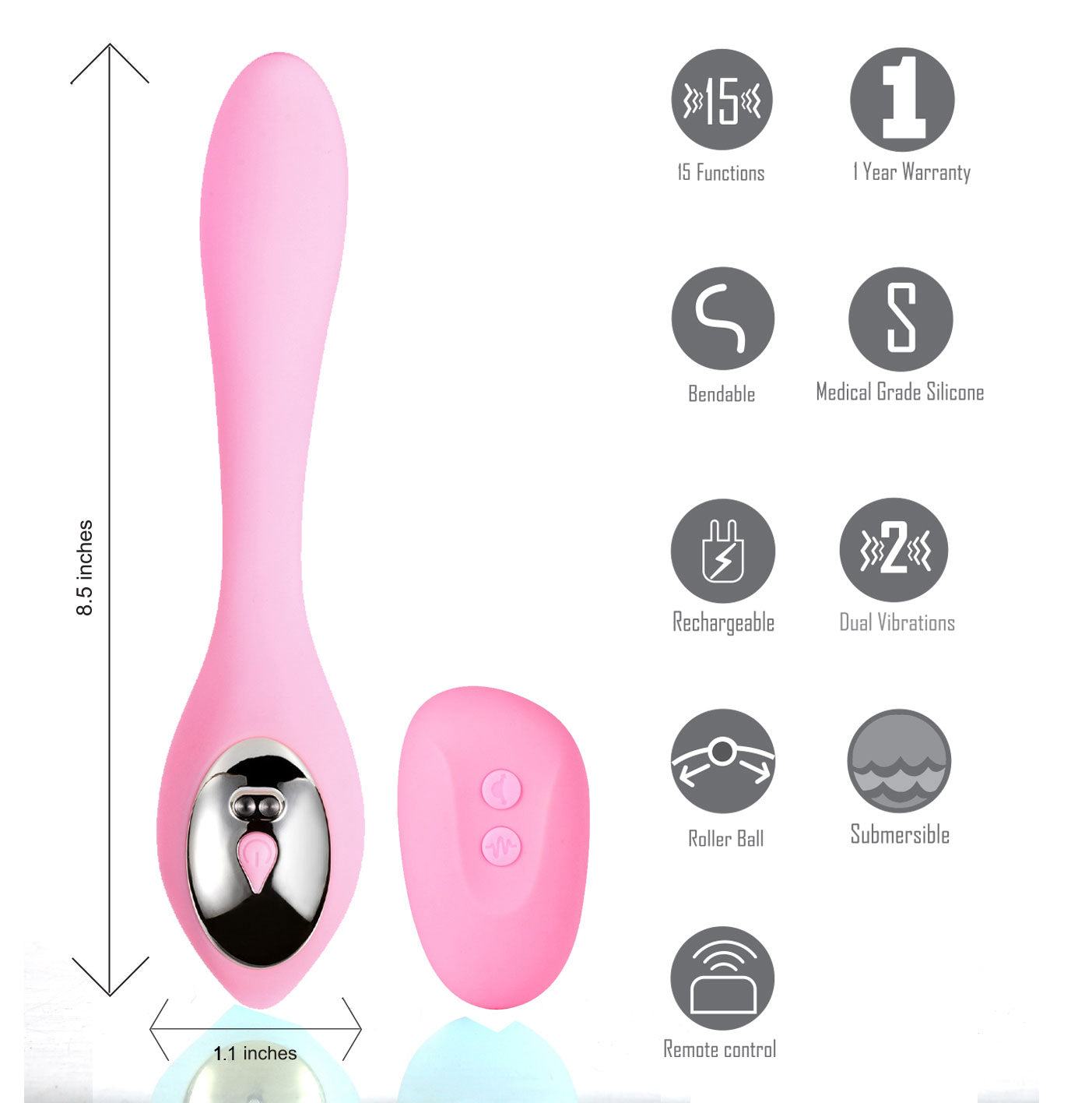 Harmonie Rechargeable Remote Silicone Bendable  Vibrator - Pink-2