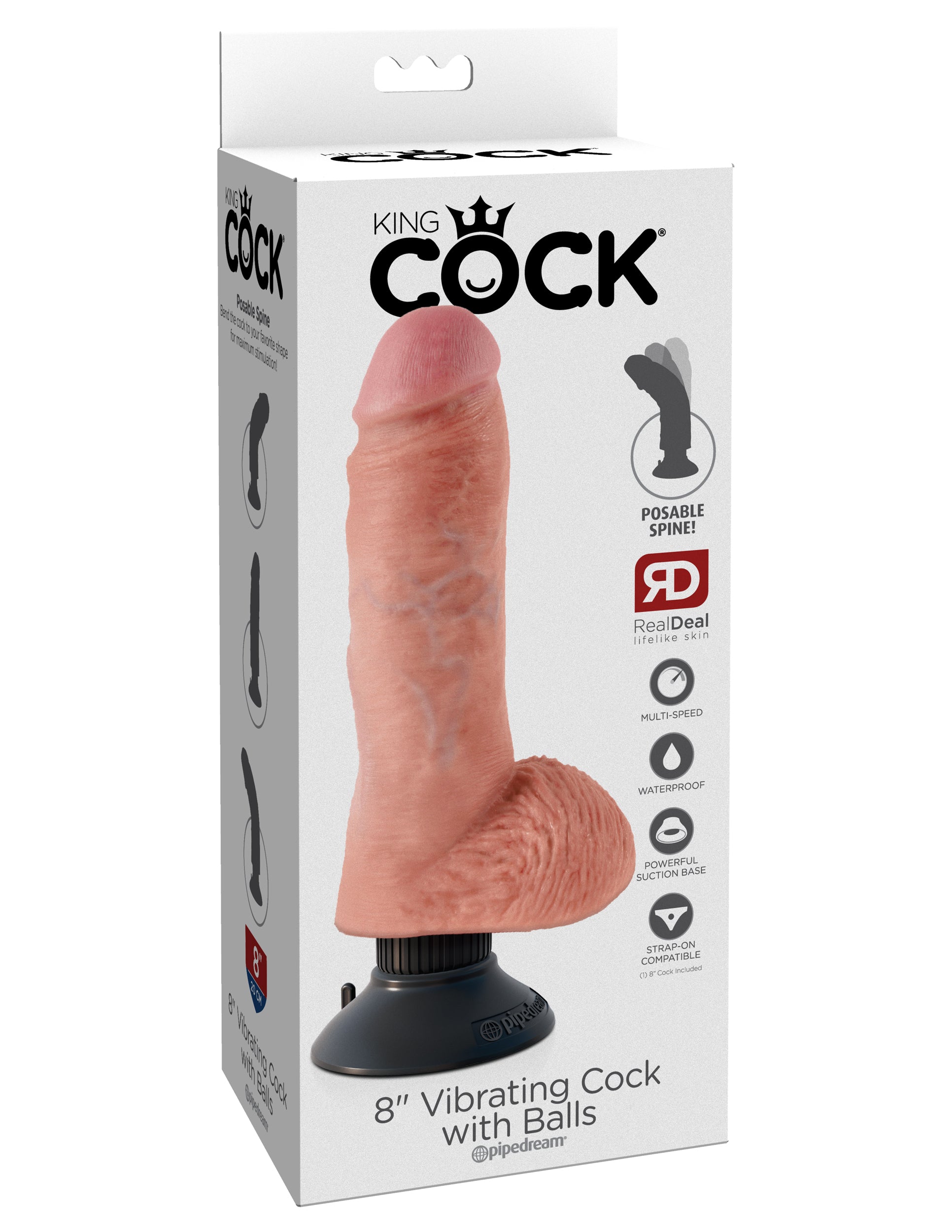 King Cock 8-Inch Vibrating Cock With Balls - Flesh