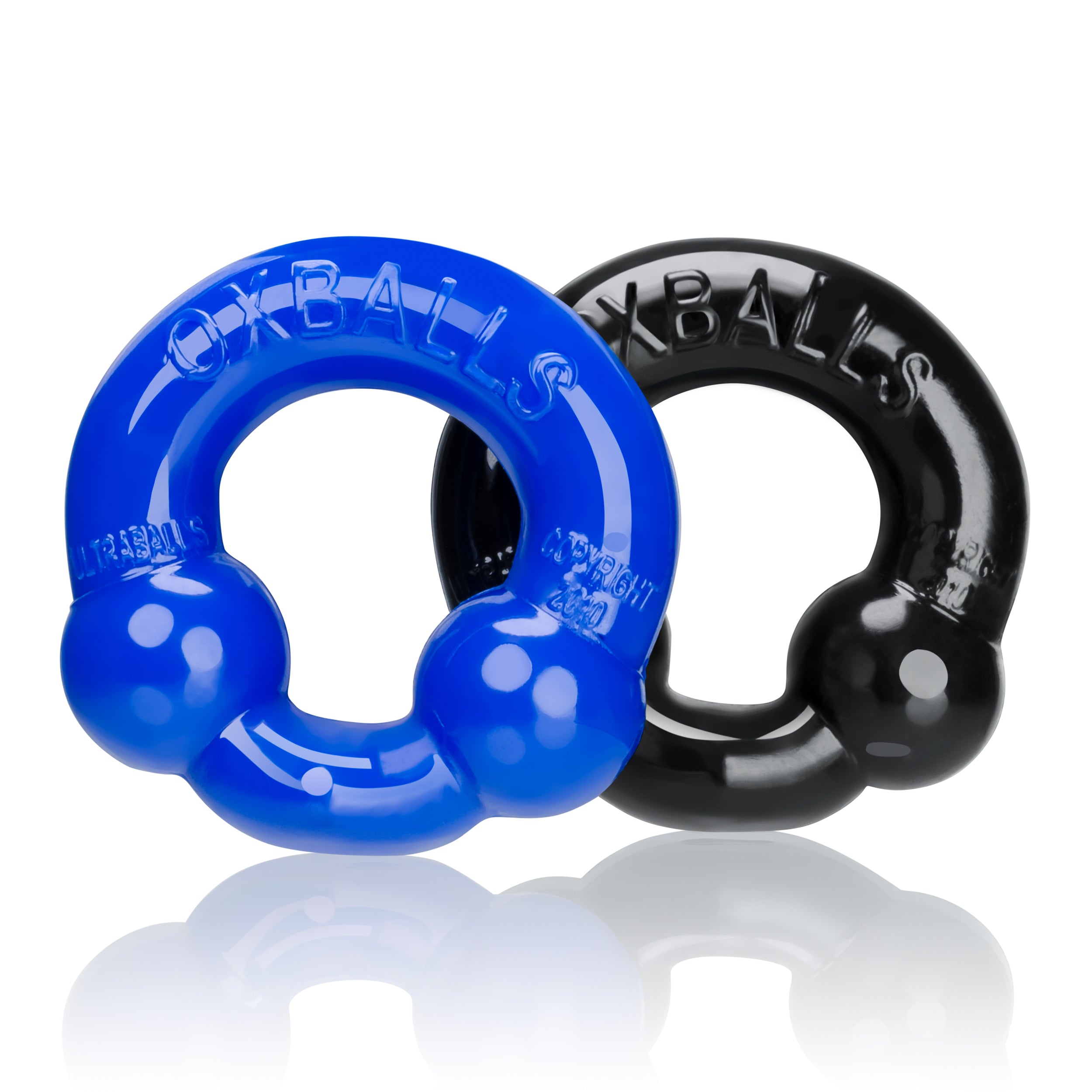 Ultraballs 2- Piece Cockring Set - Black &amp;  Police Blue