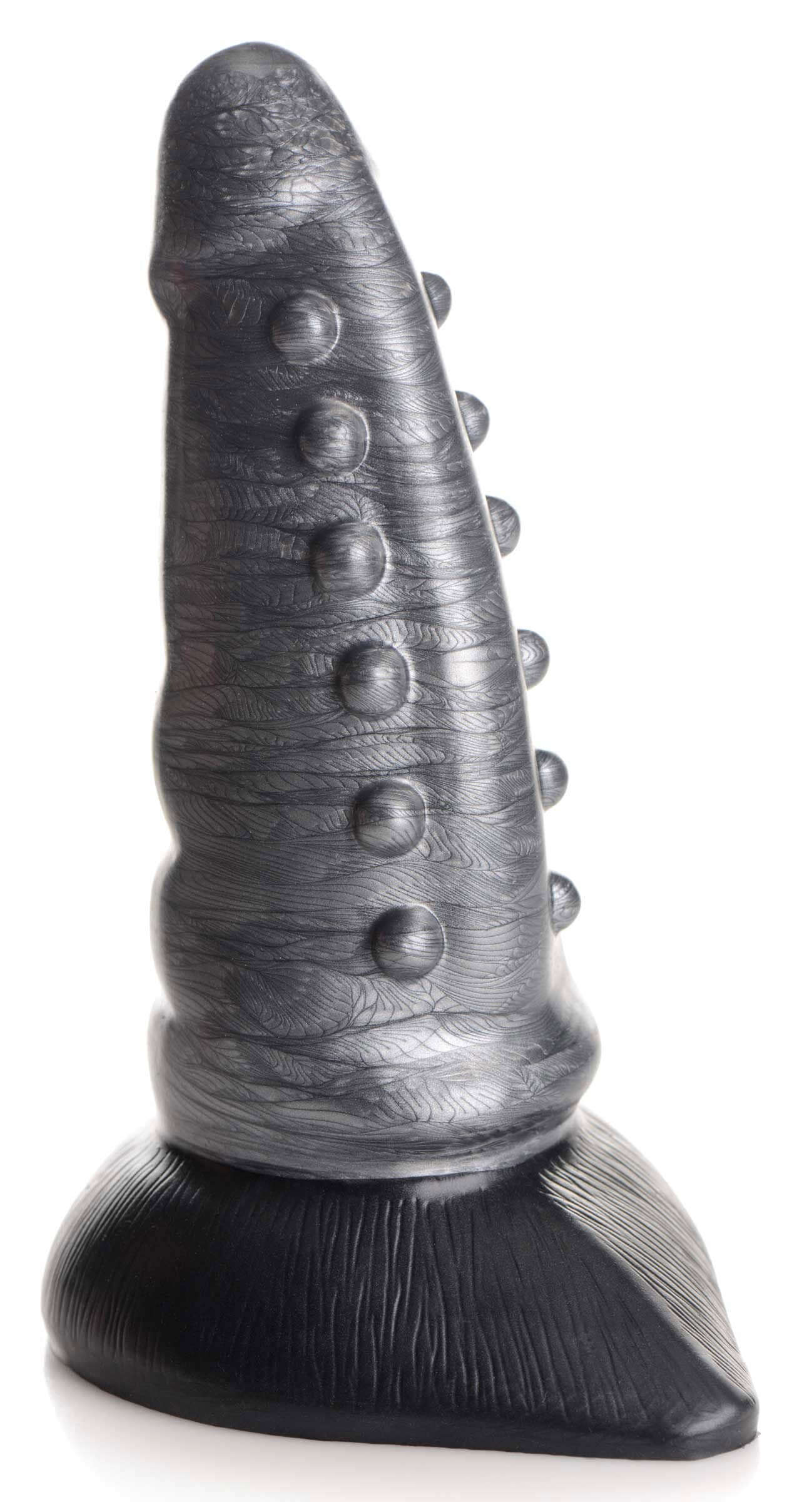 Cc Beastly Tapered Bumpy Silicone Dildo - Silver