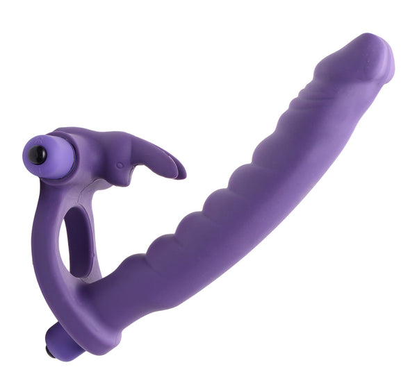 Double Delight Dual Insertion Vibrating  Rabbit Cock Ring-0