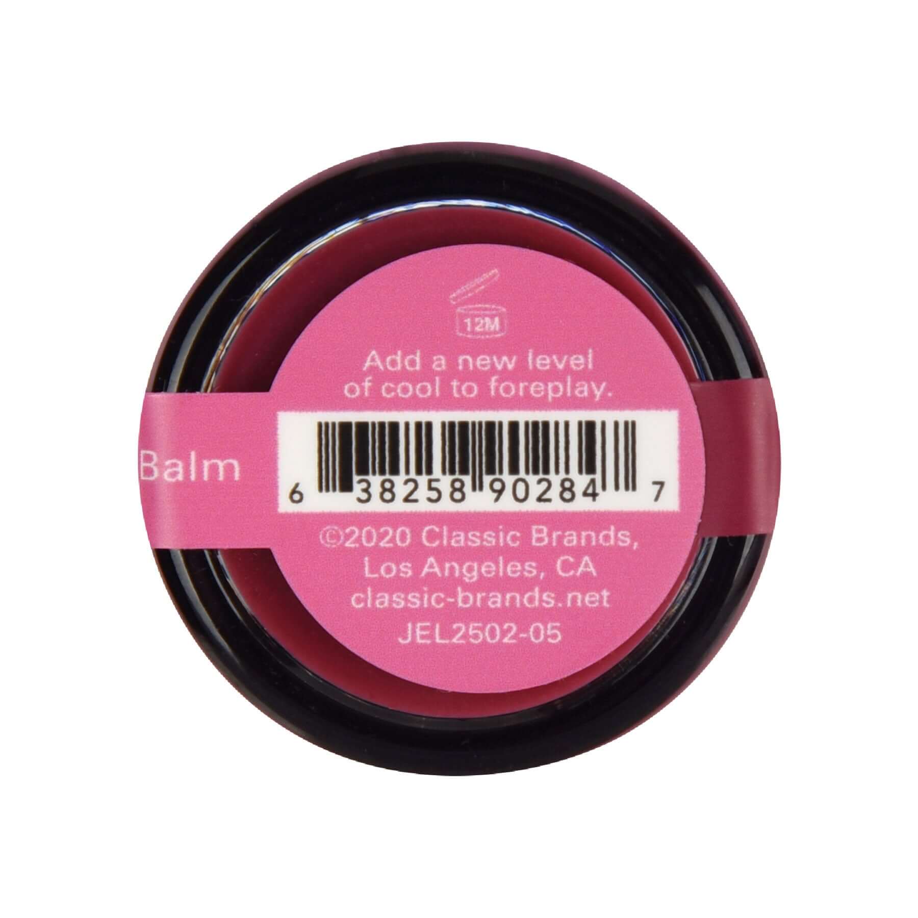 Nipple Nibblers Tingle Balm Raspberry Rave 3gm Jar back label with barcode and product details.