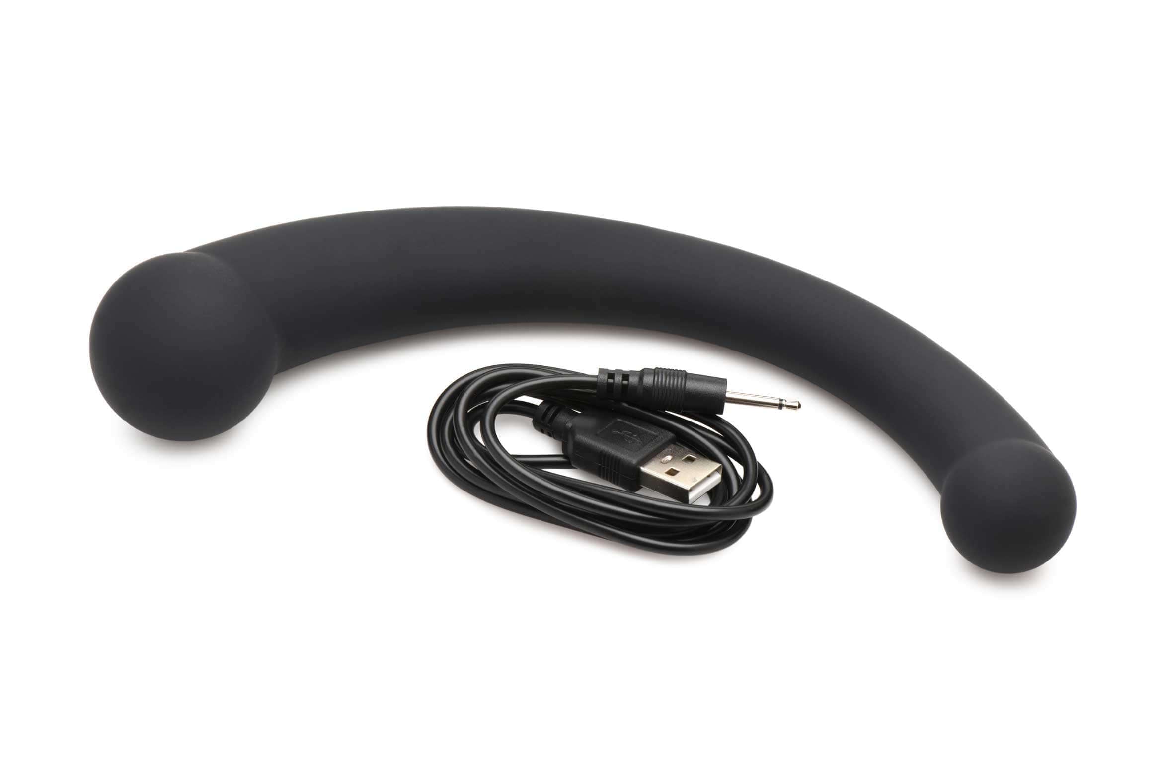 10x Vibra-Crescent Silicone Dual Ended Dildo -  Black-3