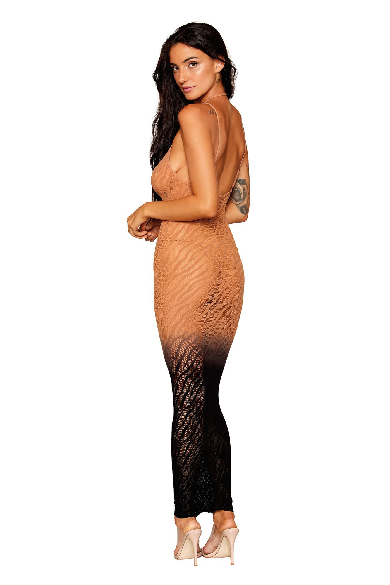 Bodystocking Gown - One Size - Black/copper-0