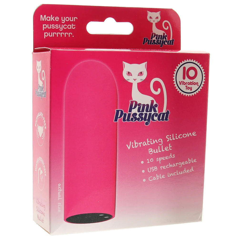 Pink Pussycat Vibrating Silicone Bullet - Pink-5