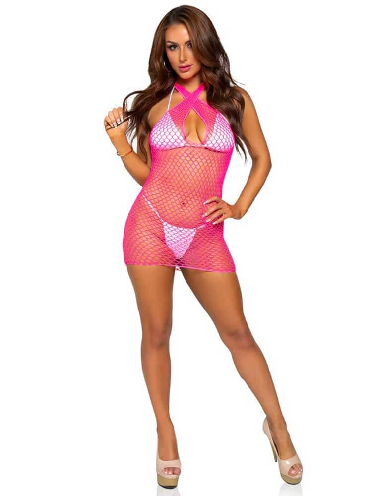 Summer Dreamz Net Mini Dress - One Size - Pink-4