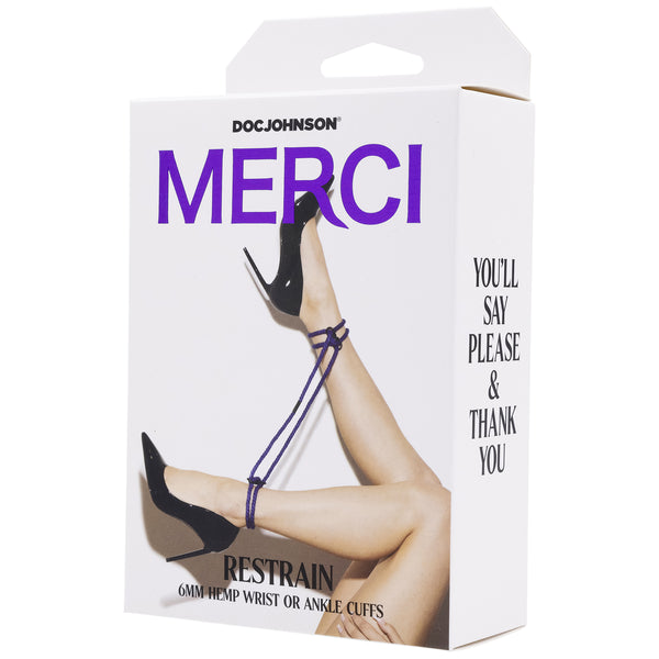 Merci - Restrain - 6mm Hemp Wrist or Ankle Cuffs - Violet-0