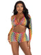 3 Pc Net Bra Top With Shrug and Boy Shorts - One  Size - Multicolor-0