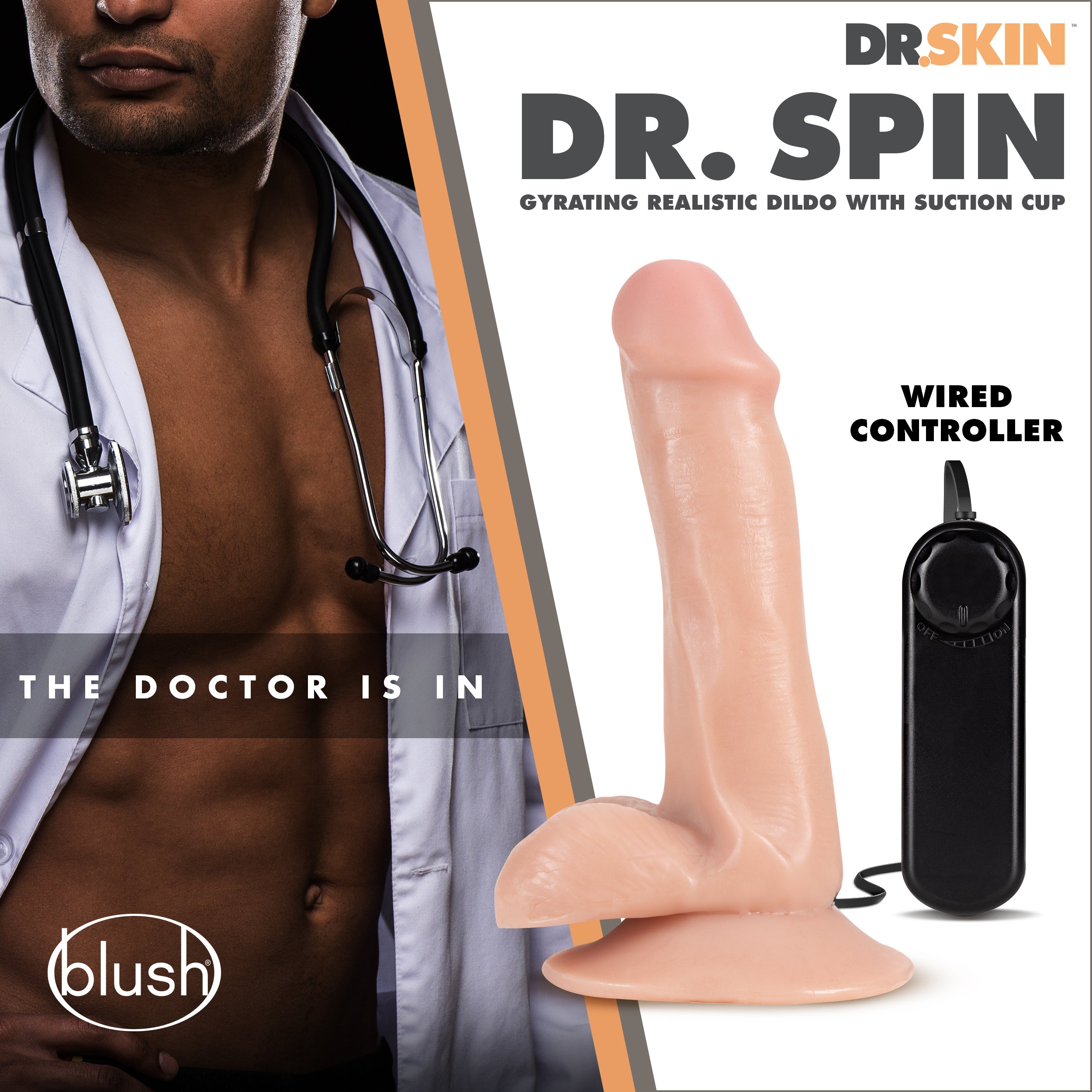 Dr. Skin - Dr. Spin - 6 Inch Gyrating Realistic Dildo - Vanilla-2