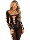 Opaque Cut Out Footless Bodystocking - One Size -  Black-0