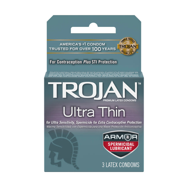 Trojan Ultra Thin Armor Spermicidal Condoms - 3 Pack-0