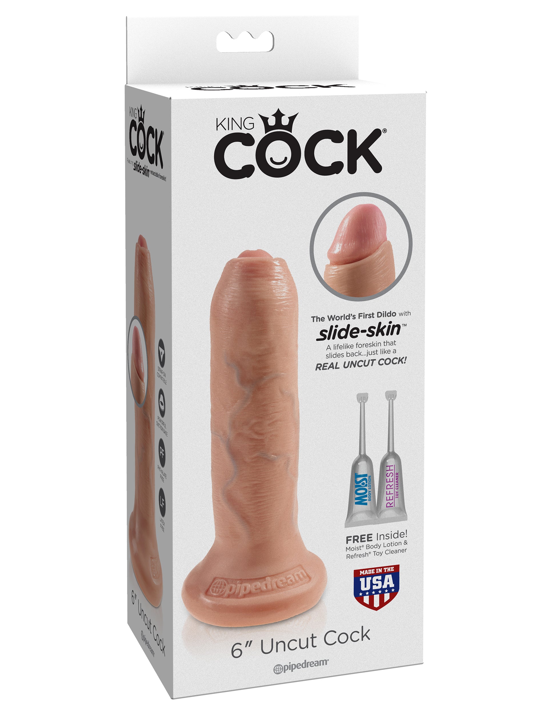 King Cock Uncut 6 inches Dildo - Realistic Foreskin & Suction Cup Base