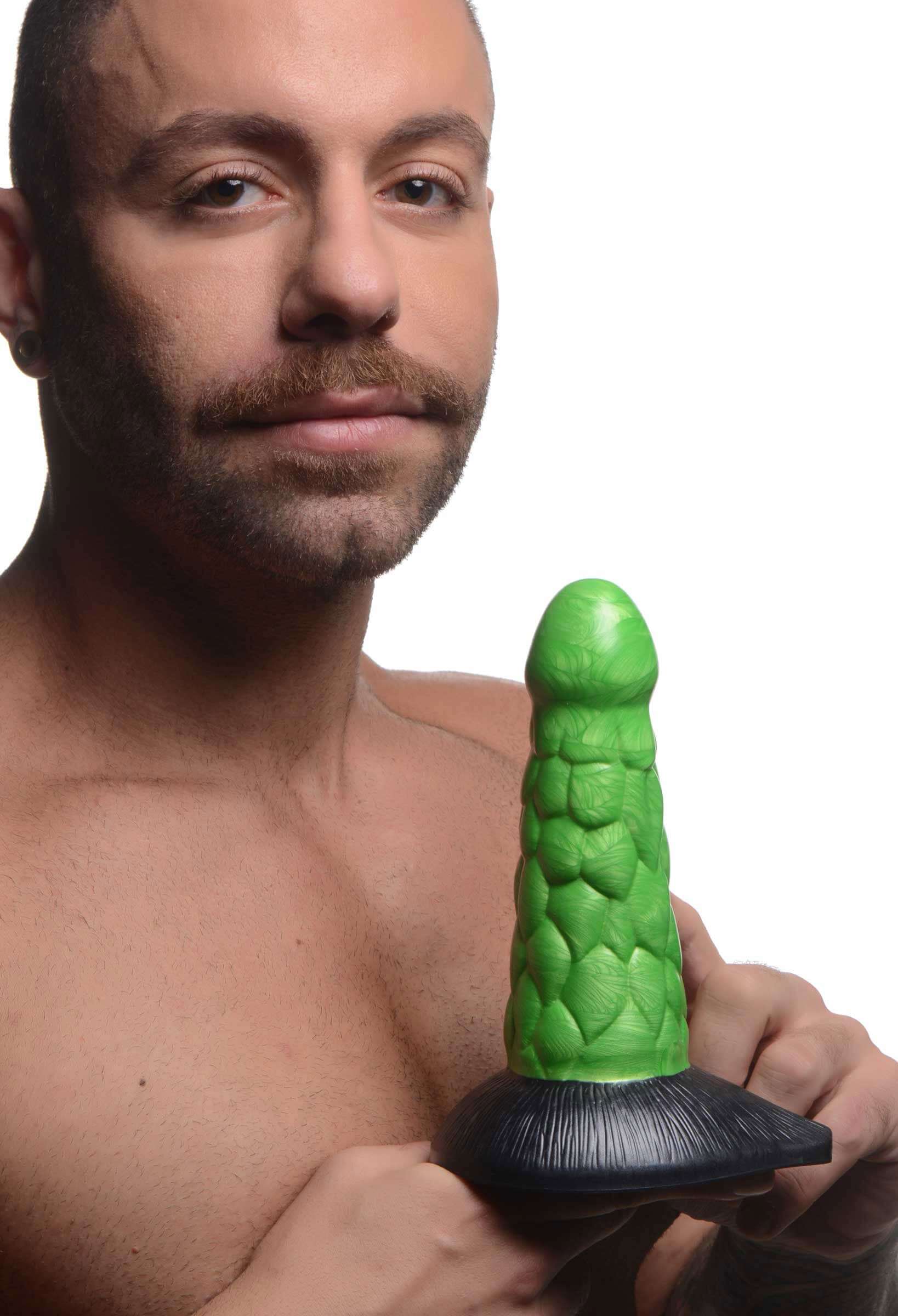 Cc - Radioactive Reptile Thick Scaly Silicone  Dildo - Green