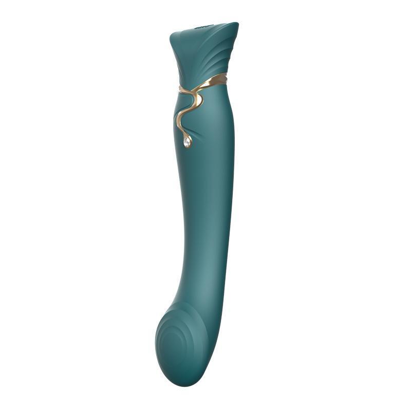 ZALO Queen Jewel Green G-spot PulseWave Vibrator with Suction Sleeve and Swarovski embellishment