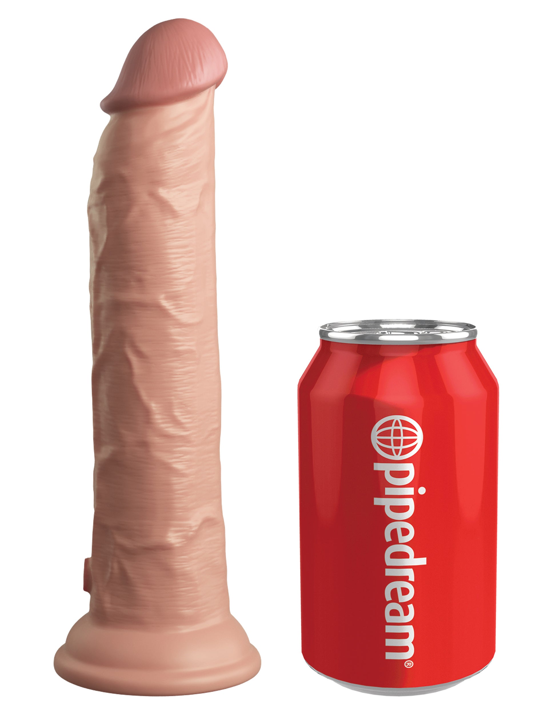 King Cock Elite 9 Inch Vibrating Silicone Dual  Density Cock With Remote - Light-2