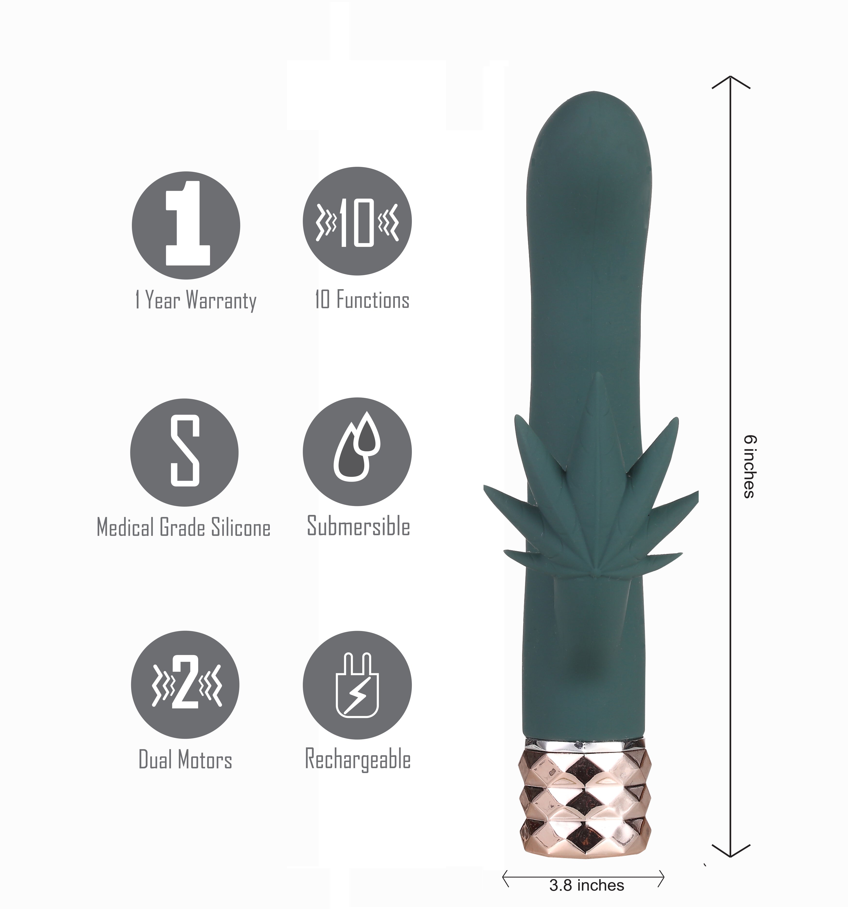Kusha 420 Series Crystal Gems G-Spot Vibrator -  Green-0