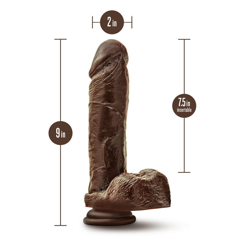 Dr. Skin Plus - 9 Inch Thick Posable Dildo With  Balls - Chocolate