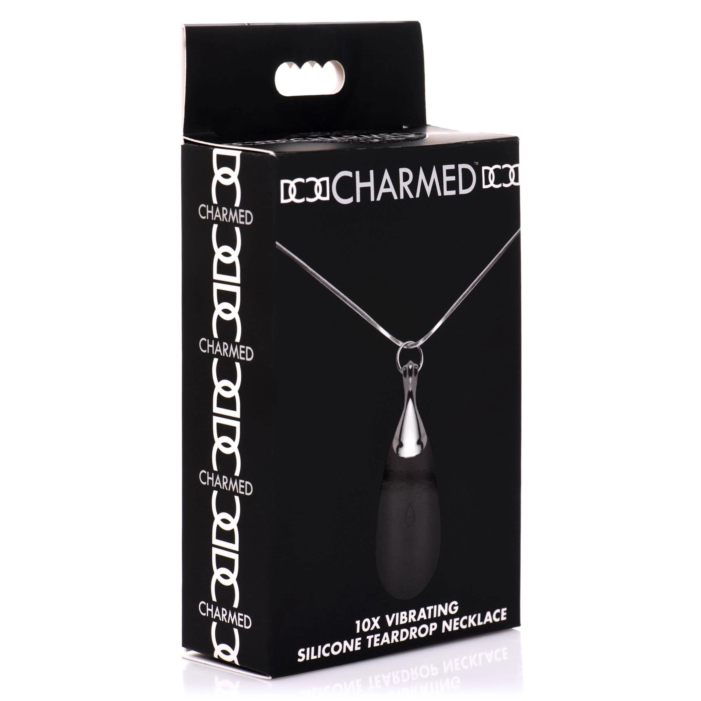 10x Vibrating Silicone Teardrop Necklace - Black