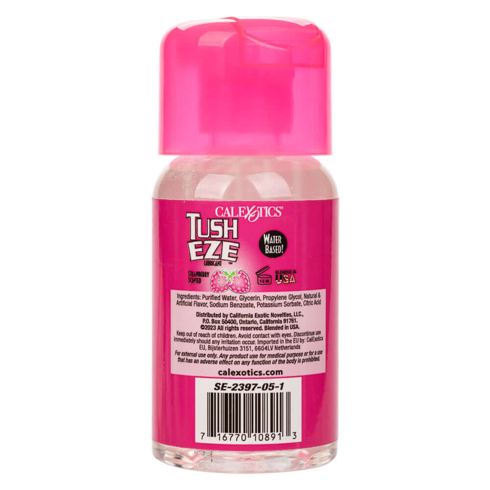 Tush Eze Lubricant - Strawberry Scented, 6 Fl. Oz/177 ml Bottle with Pink Cap and Label