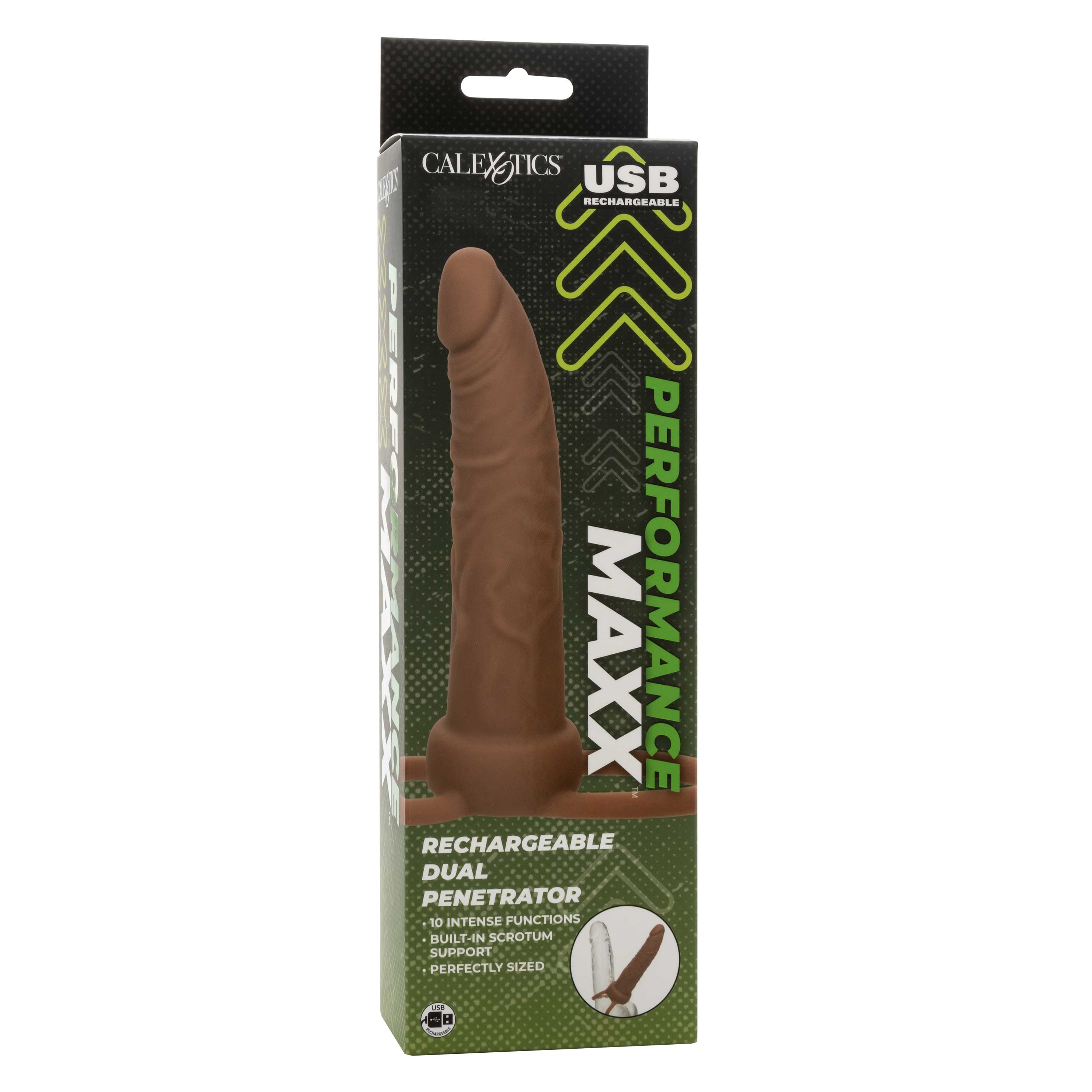 Performance Maxx Rechargeable Dual Penetrator -  Brown-1