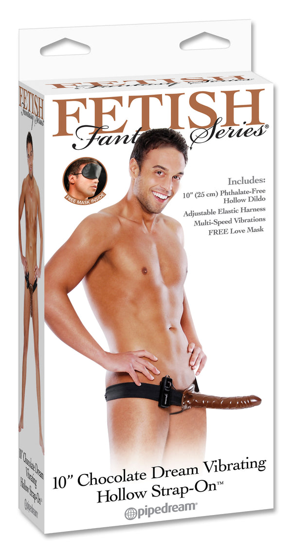 Fetish Fantasy Series 10&quot; Chocolate Dream Vibrating Hollow Strap-On