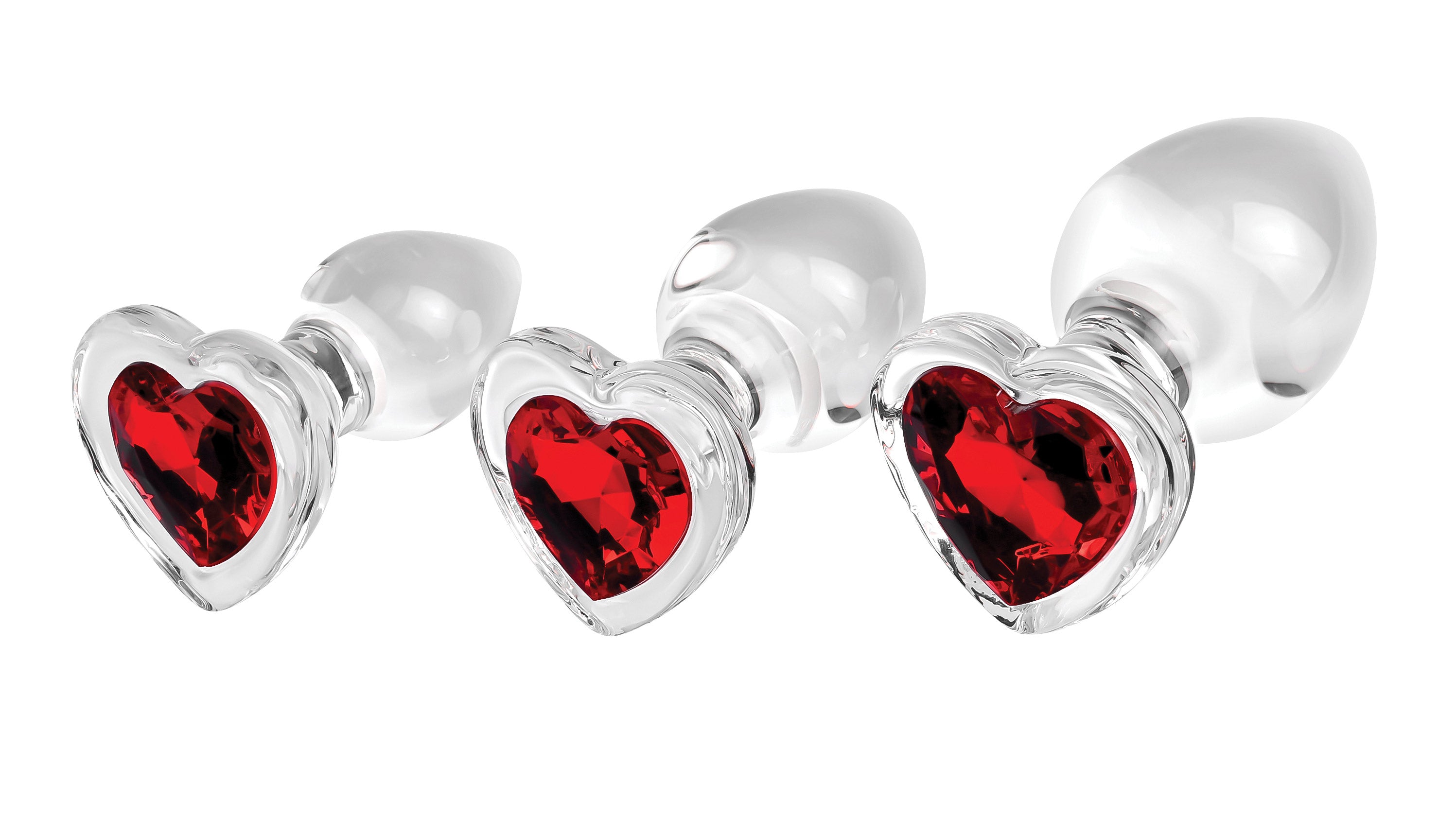 Red Heart Gem Glass Plug Set