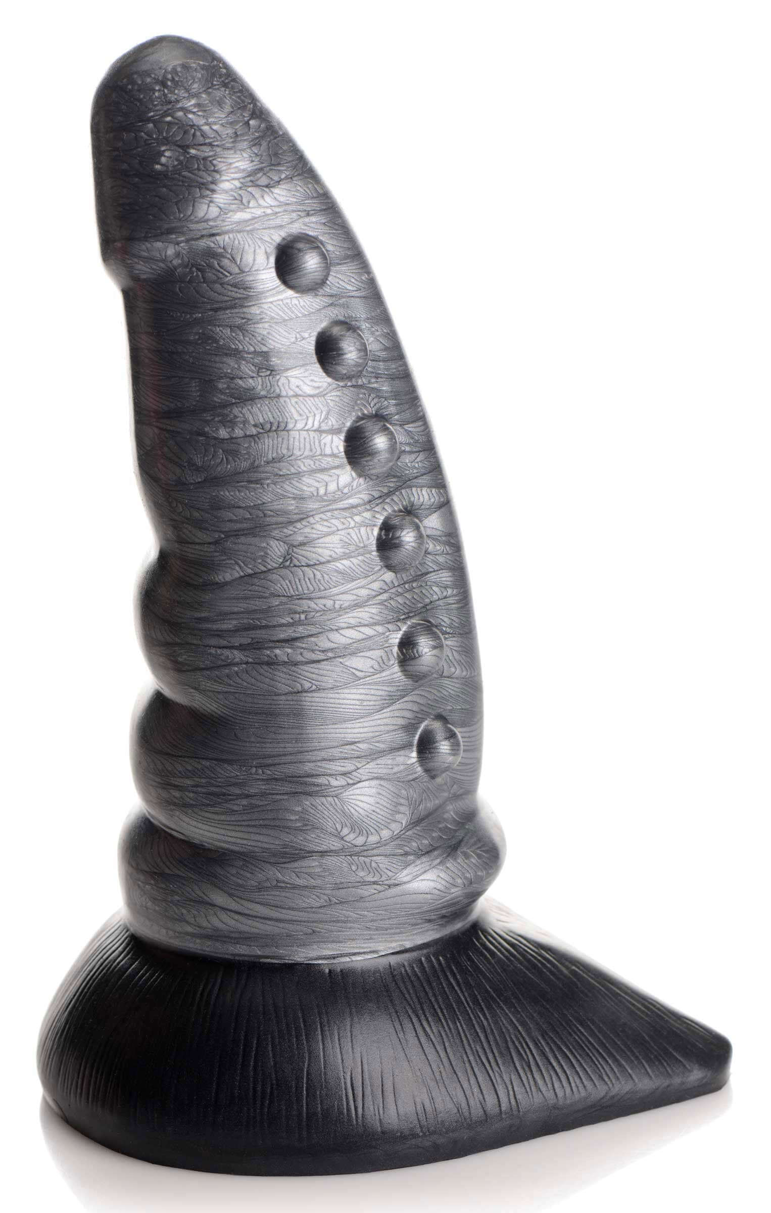 Cc Beastly Tapered Bumpy Silicone Dildo - Silver