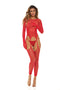 Bring It Over Bodystocking - One Size - Red-0