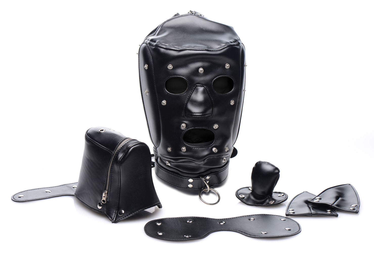 Muzzled Universal BDSM Hood With Removable Muzzle-1